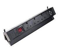Elbe Inno Extension lead 3 ways, 2 USB, Desktop Socket, Switched, Power Strip with Surge protected, 1.5 m cable length, Metal Table Outlet suit for office, kitchen, worktop EL4103KU-UK