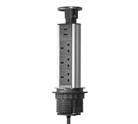 Elbe Inno Pop up Socket 3 Way with 2 USB Charger Extension Lead Pull up Socket worktop
