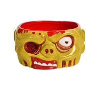 Elbenwald 3D Bowl Cookie Jar Zombie Head 1000 ml Capacity 1000 ml Dimensions 15 x 9.3 x 13 cm Ceramic Green Red