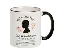 Elbenwald Bridgerton - Spill the Tea! Society Papers - 320 ml capacity 9 cm high - fan coffee mug - ceramic - white