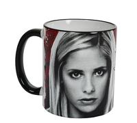 Elbenwald Buffy The Vampire Slayer Mug with Sunnydale, CA Hellmouth Design - Coffee Cup with Handle for Men, Women, Unisex, 320 ml, Ceramic - White, Black, Red