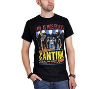 Elbenwald Cantina Band T-Shirt with Front Print and Tour Dates on The Back for Men Women Unisex Cotton Black - XL