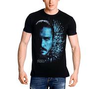 Elbenwald Game of Thrones Men's T-Shirt Jon Snow Winter is Here Ice Blue Front Print Black - Black - Small