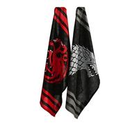 Elbenwald Game of Thrones Stark and Targaryen Kitchen Towel Set - 2 Pack of Absorbent Cotton Towels - 44 x 65 cm