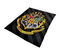 Elbenwald Harry Potter Cuddly blanket with Hogwarts coat of arms motif unisex 180 x 220 cm black
