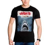 Elbenwald Jaws T-Shirt with Jaws Poster Motive for Men Ladies Unisex Cotton Black - M
