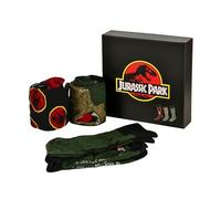 Elbenwald Jurassic Park Socks 3-Pack for Men Women Unisex Made of Cotton - Gift Box - Black - 3-7.5