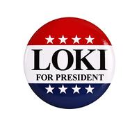Elbenwald Loki Fans Button for President, 5.6 cm, Red, White, Blue