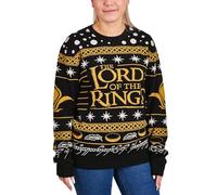 Elbenwald Lord of The Rings Knitted Jumper with Tree of Gondor Motif for Men Women Unisex Black Yellow - XXL