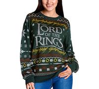 Elbenwald Lord of The Rings Knitted Pullover with The One Motif for Men Ladies Unisex Cotton Green - L