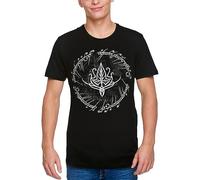 Elbenwald Lord of The Rings t-Shirt with elf Leaf Motif for Men Ladies Unisex Cotton Black - L