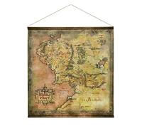 Elbenwald Lord of the Rings Wall Scroll Wall Hanging with Middle Earth Map 70 x 86 cm Fabric Beige