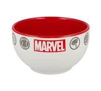 Elbenwald Marvel Cereal Bowl - Icons: Spider-Man, Iron Man, Hulk, Thor, Captain America - 600ml Capacity - Ceramic - White and Red