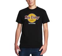 Elbenwald Mos Eisley Cafe T-Shirt Frontprint for Star Wars Fans Men Women Cotton Black - M