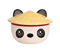 Elbenwald Panda Kawaii Bowl with lid for Anime Fans Ramen Bowl Cereal Bowl Round Printed 550 ml Ceramic White