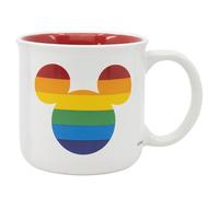 Elbenwald Pride Mug with The Inscription Love and Mickey Symbol in Rainbow Design, 400 ml, Height 9 cm for Disney Fans Ceramic White Red