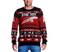 Elbenwald Star Trek Knitted Pullover with USS Enterprise Motif for Men Women Unisex Cotton red - L