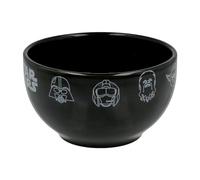 Elbenwald Star Wars Cereal Bowl - Icons: Chewbacca, R2-D2, Yoda, Darth Vader - 600ml Capacity - Ceramic - Black