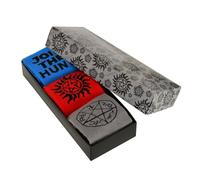 Elbenwald Supernatural Socks Set of 3 for Men Women Unisex Cotton - Gift Box - Blue Red Grey, multicoloured, 36-39