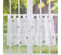 Elbersdrucke Bistro Curtains White/Brown 48 x 140 cm