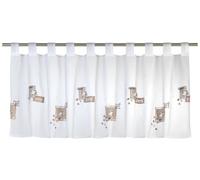 Elbersdrucke Cafe 06 Bistro Curtain, White/Brown, Transparent, 48 x 140 cm, Short Curtain for Living Room, Bedroom, Hallway, Privacy Sun Protection, 169404