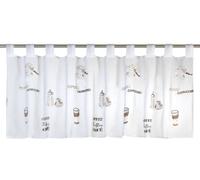 Elbersdrucke Espresso 06 Polyester Bistro Curtain, White/Brown, 48 x 140 cm