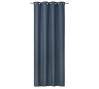Elbersdrucke Lino 01 Opaque Eyelet Curtain Petrol 255 x 140 cm Curtain for Living Room Bedroom Hallway Curtain Plain Curtain Eyelets Linen-like Surface Structure 186494
