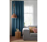 Elbersdrucke Midnight 11 Petrol Blue Curtain with Concealed Tabs, Polyester, 255 x 140 cm