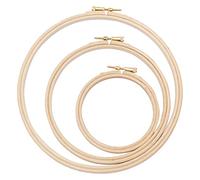 Elbesee 10cm, 15cm & 20cm Embroidery Ring (Set of 3) 4", 6" & 8", Wood, Brown, 22.5 x 22.5 x 0.5 cm