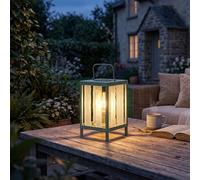 Elblight Solar Lantern LED Garden Light Outdoor Table Lamp Warm White Twilight Sensor IP44 Weatherproof Metal Real Glass Balcony Patio Hanging Lamp Solar Light