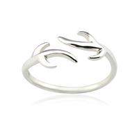 ELBLUVF 925 Sterling Silver Deer Adjustable Knuckle Antler Ring 1.4g (Small Size)