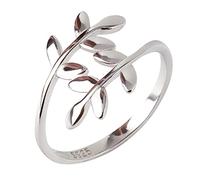 ELBLUVF Silver 925 Leaves Laurel Olive Leaf Adjustable Ladies Rings (L 1/2)