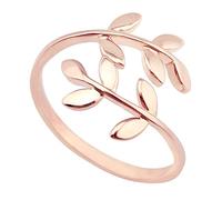 ELBLUVF Stainless-Steel 18k Rose Gold Plated Leaves Leaf Laurel Adjustable Branch Ring Jewellery for Women