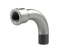 Elbow 1, long, 90°, IG/AG, Rp/R 2, operating temperature -20 °C to 300 °C, black malleable cast, hot-dip galvanised, DIN EN 10242