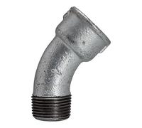 Elbow 40, 45°, IG/AG, Rp/R 2, operating temperature -20 °C to 300 °C, black malleable iron, hot-dip galvanised, DIN EN 10242