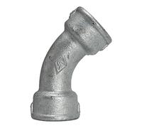 Elbow 41, 45°, IG/IG, Rp 1 1/4, operating temperature -20 °C to 300 °C, black malleable iron, hot-dip galvanised, DIN EN 10242