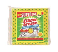 Elbow Grease Super Size Power Cloths With Scrub Dots | Washable & Reusable - Non-Scratch, Super Absorbent, Extra Thick Cleaning Cloth Wipes | Removes Tough & Stubborn Stains (Yellow, 3 Pack)