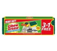 Elbow Grease Hand Grip Scourer - Heavy Duty | Suitable for Oven Racks, Non-Coated Cookware, Pots & Pans - Double Strength | Removes Tough and Stubborn Stains - Washing Up Sponge (4 Pack Yellow/Green)
