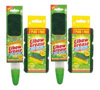 Elbow Grease 2 Dish Brush Single with 6 Refills - Long-Lasting Scrubbing Brush for Pots, Pans & Dishes - Durable Kitchen Cleaning Brush with Replaceable Heads