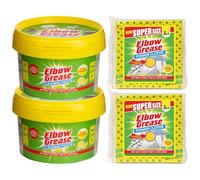 Elbow Grease 2X Cleaning Paste 350g, 2X Power Cloths 3 Pack, Stubborn Stain Remover Set for Kitchen, Bathroom, Multi-Surface, Tough on Grease, Grime, Marks, Dirt, Easy to Use