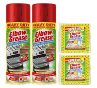 Elbow Grease 2X Oven & Grill Heavy Duty Cleaner 400ml, 2X Power Cloths Stubborn And Stains Remover 3 Pack | Tough Degreaser for Ovens, BBQs & Grills | All-Purpose Cleaning Bundle for Kitchen Surfaces