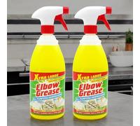 Elbow Grease All Purpose Degreaser Spray 1L (Pack of 2) Extra Large Multi-Surface Cleaner Solvent-Free Fresh Lemon Scent Removes Tough Grease, Grime & Stains from Kitchen, Bathroom & Fabrics