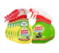 Elbow Grease Cleaning Spray Multipack | 6 x Washing Up Spray 500ml & 6 x Air Fryer Cleaner 500ml | All Purpose Degreaser, Lemon Fresh, Spray Wipe Rinse Household Cleaner | 12 Pack