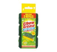 Elbow Grease Dish Brush Refill Sponges | Non Scratch Easy Fit to Handle, Washing Up Sponge Refills, Kitchen & Dish Cleaning Scrub Scourer (Yellow - 3 Pack)