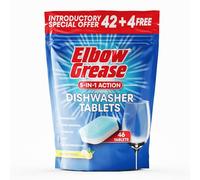 Elbow Grease Dishwasher Tablets | 5-in-1 Action - Degreaser, Stain Removal, Rinse Aid, Dishwasher Salt & Glass Protection (Lemon Fresh, 46 Tabs)