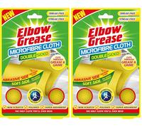Elbow Grease Double Sided Microfibre Cleaning & Polishing Cloth - 2 in 1 Antibacterial, Non Scratch, Cuts Through Grease & Grime | Cleans & Polishes (1 Cloth Pack) (Pack of 2)