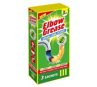 Elbow Grease Drain Unblocker - Dissolves Hair & Grease Clogs | Suitable for Sinks, Baths & Showers (3 Pack Sachets)