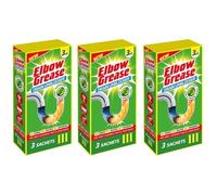 Elbow Grease Drain Unblocker Sachets, Powder Formula, Dissolves Hair & Grease Clogs, 3 x 25g Sachets, Pack of 3