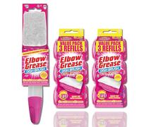 Elbow Grease Fillable Pink Washing Up Brush and 7 Sponge Refills