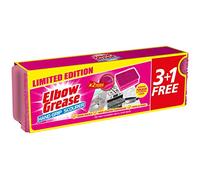 Elbow Grease Hand Grip Scourer - Heavy Duty | Suitable for Oven Racks, Non-Coated Cookware, Pots & Pans - Double Strength | Removes Tough and Stubborn Stains - Washing Up Sponge (4 Pack - Pink)